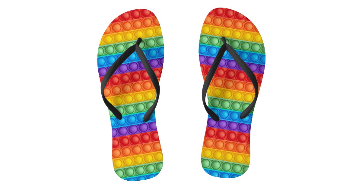 Pop it popping colorful pattern flip flops