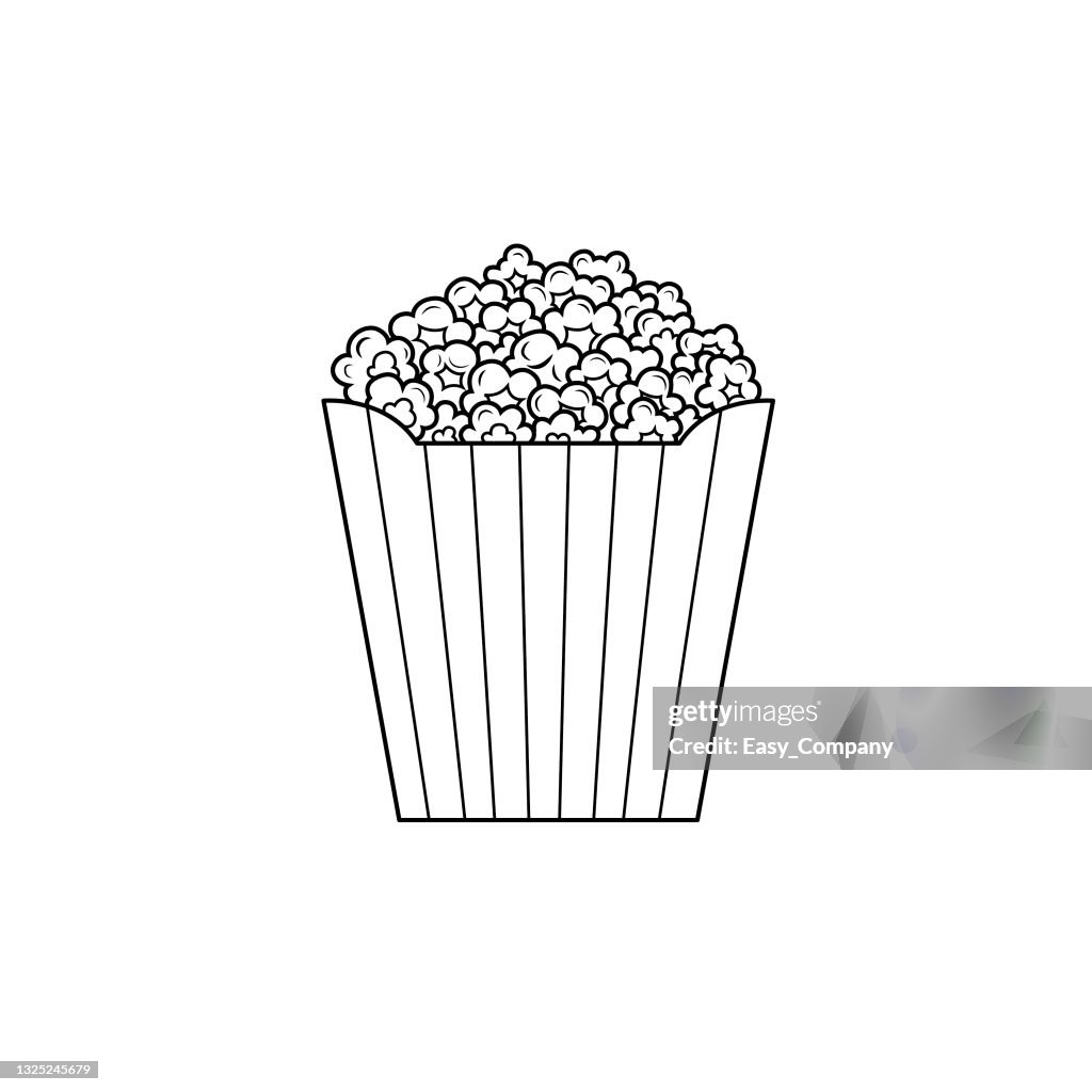 Black and white popcorn pictures for coloring cartoons for kids this is a vector illustration for preschool and home training for parents and teachers high