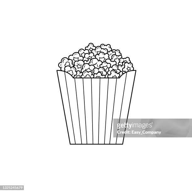 Black and white popcorn pictures for coloring cartoons for kids this is a vector illustration for preschool and home training for parents and teachers high