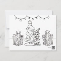Letter from santa for kids coloring page on back postcard
