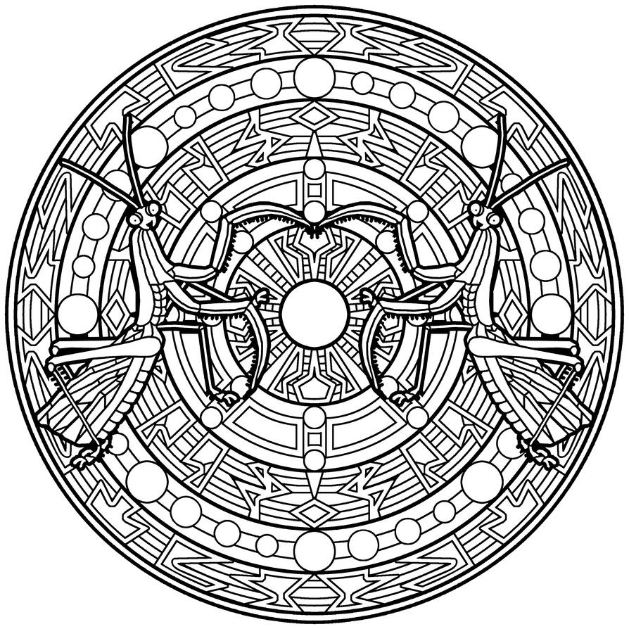 Praying mantis coloring book mandala by dazzlingcraftshack on