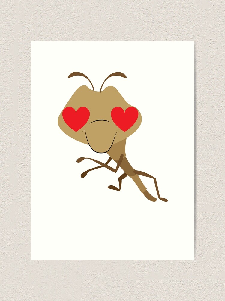 Praying mantis emoji art print for sale by hippoemo