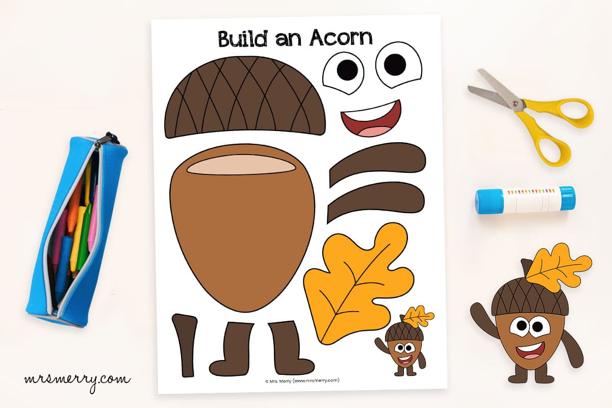 Build an acorn printable free acorn template mrs merry
