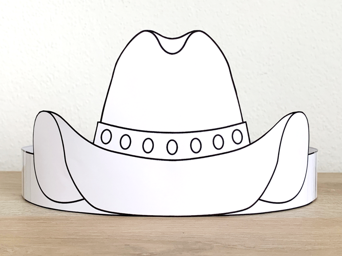 Cowboy hat paper crown printable wild west coloring craft activity for kids made by teachers