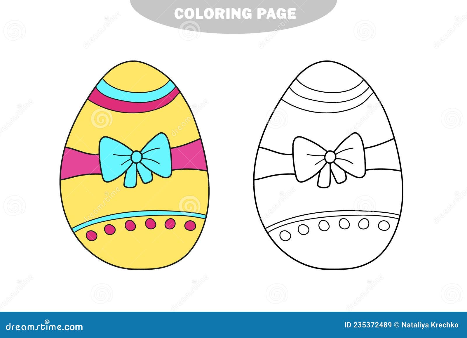 Simple coloring page decoration easter egg coloring book for kids stock vector