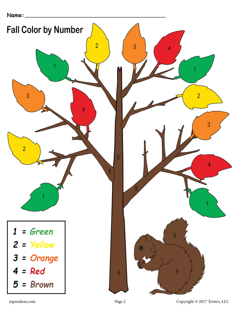Printable preschool fall themed color