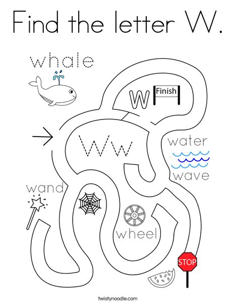 Find the letter w coloring page