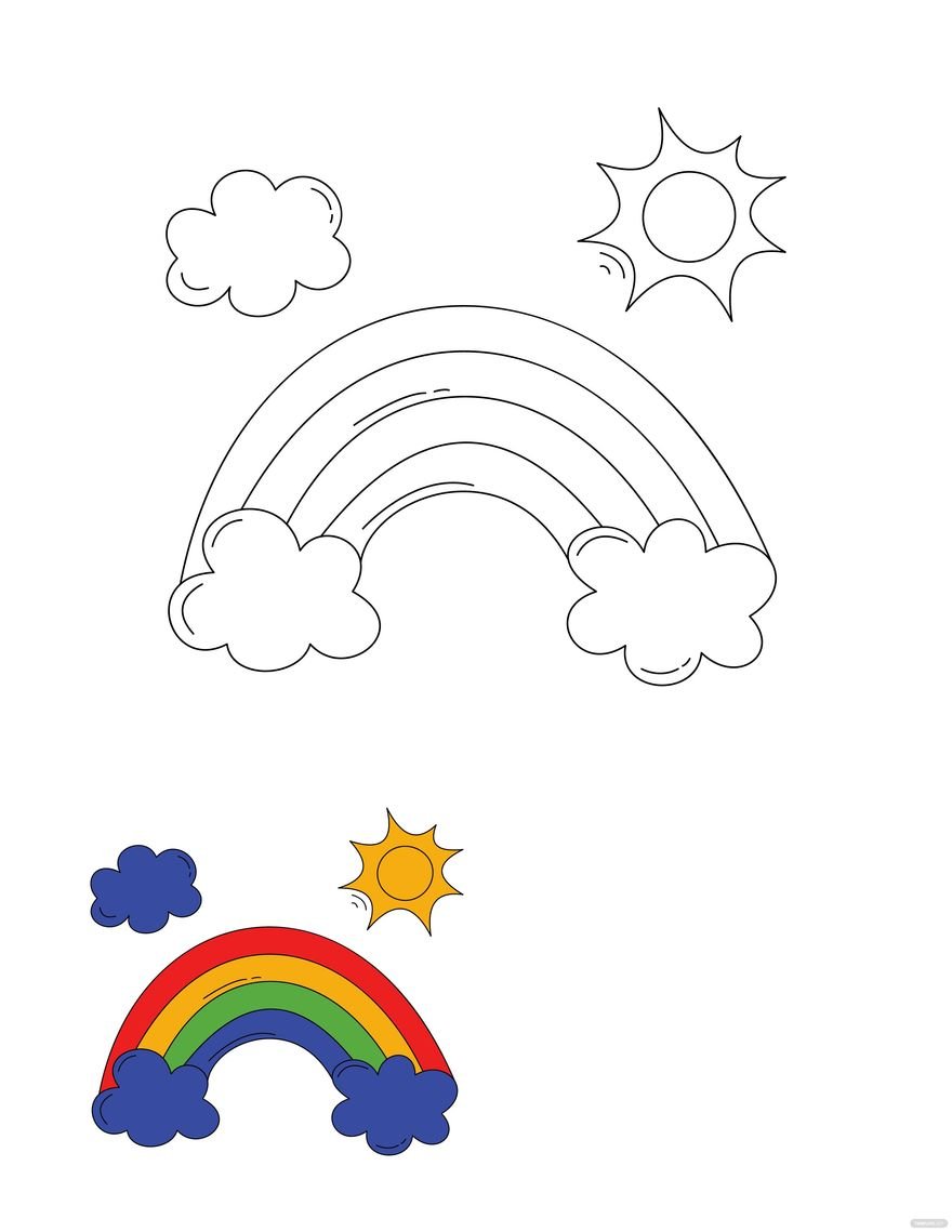 Rainbow coloring page in pdf