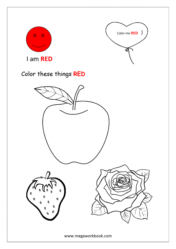 The color red worksheets