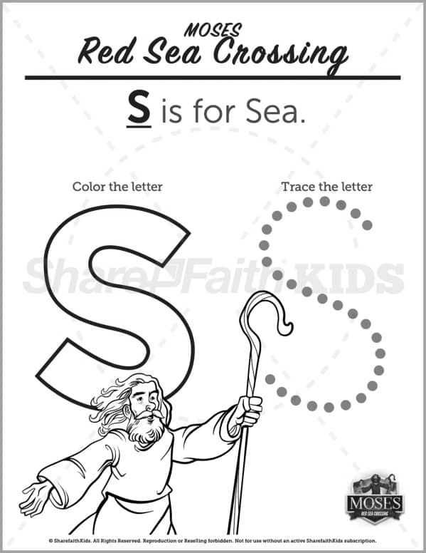 Exodus the red sea crossing preschool letter coloring â