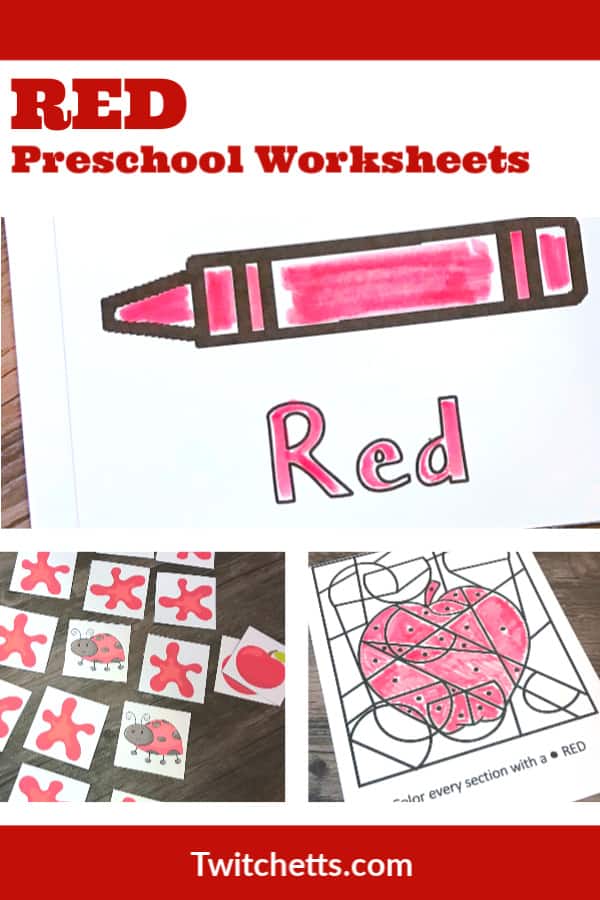Color red worksheets for preschool