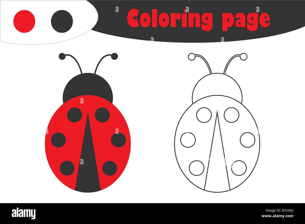 Ladybug in cartoon style coloring page spring education paper game for the development of children kids preschool activity printable worksheet ve stock vector image art