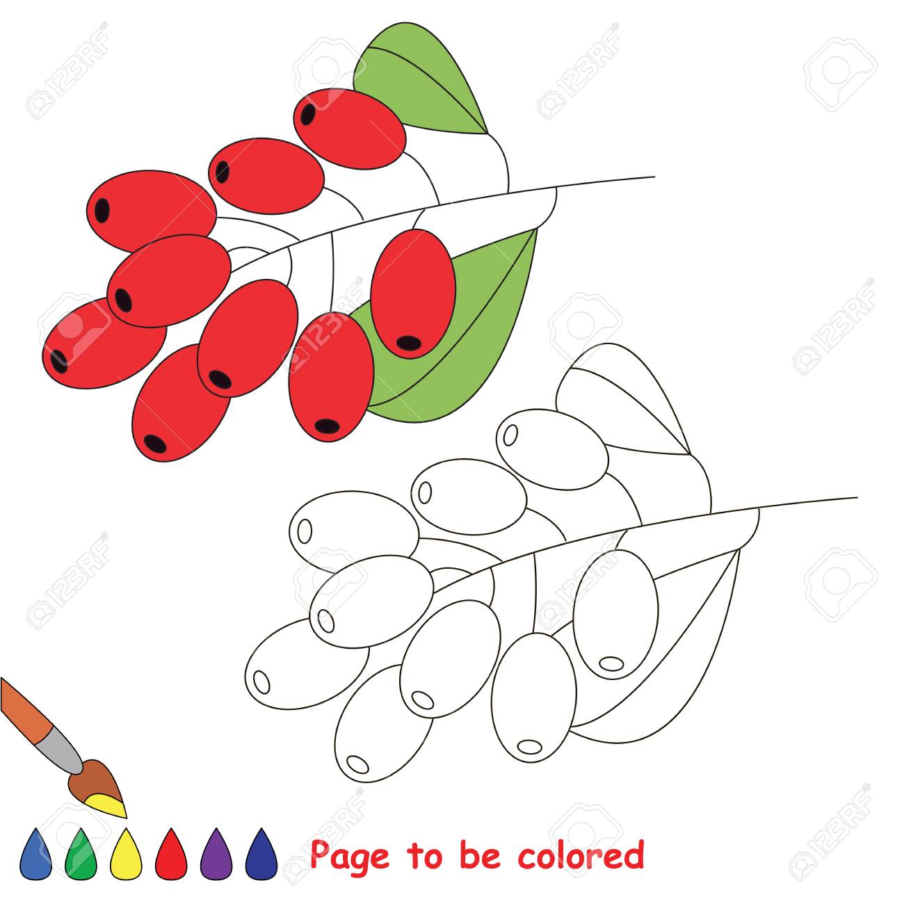 Educational worksheet to be colored by sample easy educational paint game for preschool kids simple kid coloring page with barberry royalty free svg cliparts vectors and stock illustration image