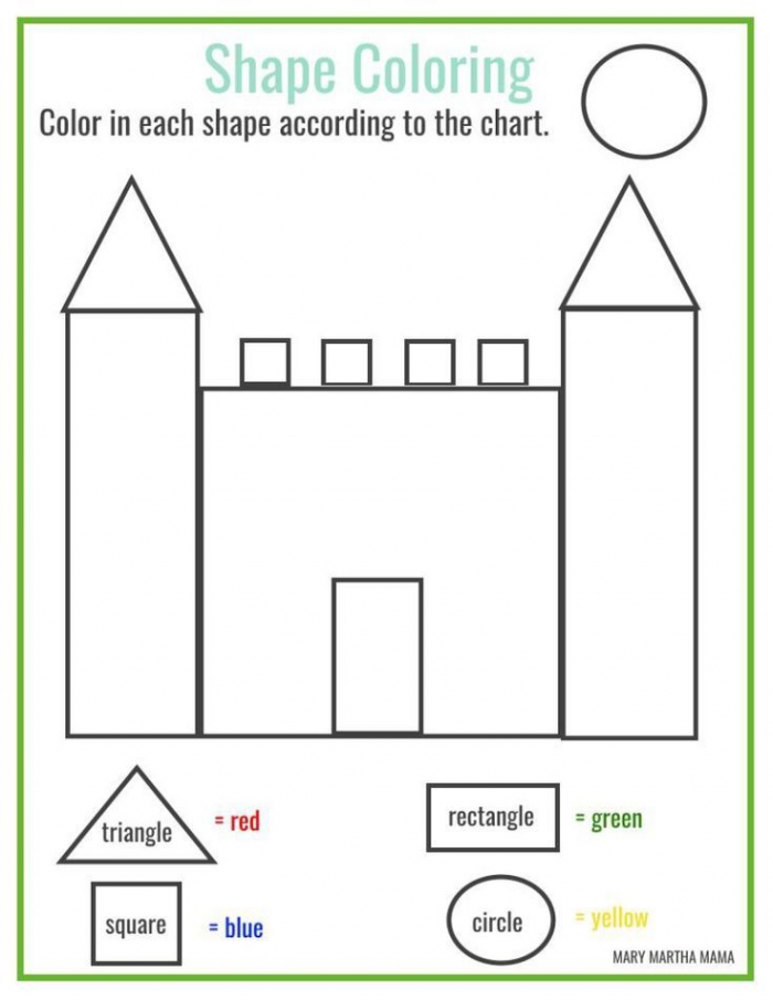 Shape coloring worksheets