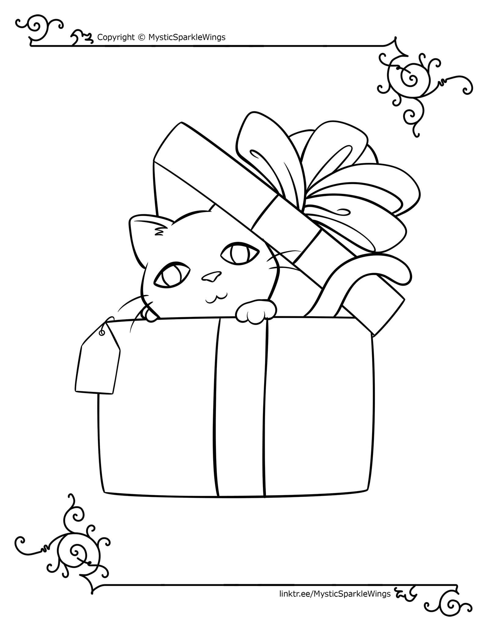 Purrfect present coloring page