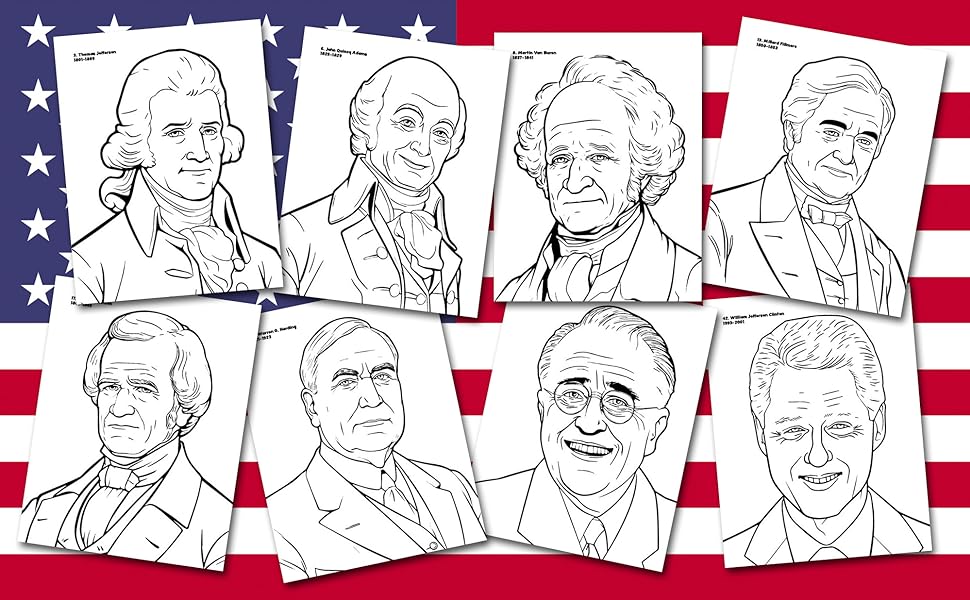 Presidents of the usa coloring book for kids big fun images of every american president in history for children ages colouring books for children colouring book captain books