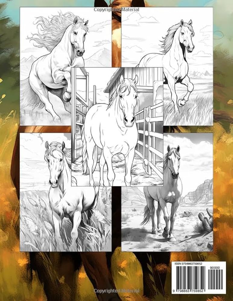 Realistic horse coloring book immerse in the beauty of horses coloring pages relaxing landscapes detailed animals illustrations for equine enthusiasts adults relaxation willard evans books
