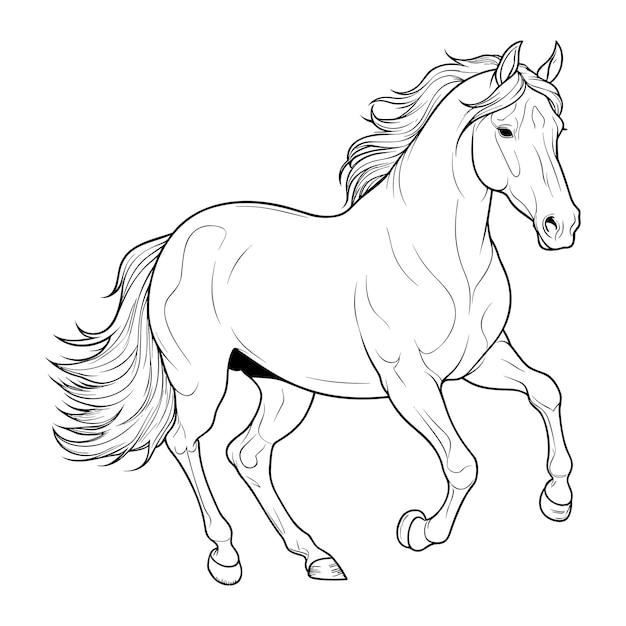 Premium vector horse coloring page