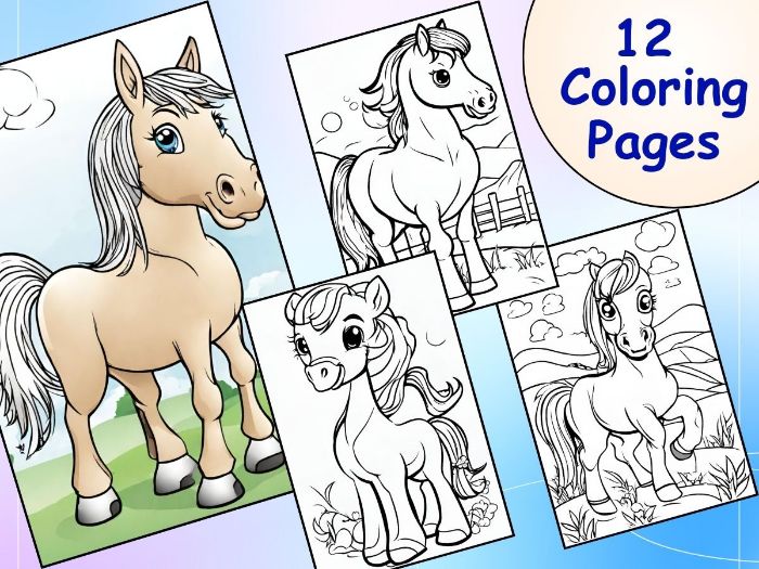 Cute printable horse coloring pages for a horse