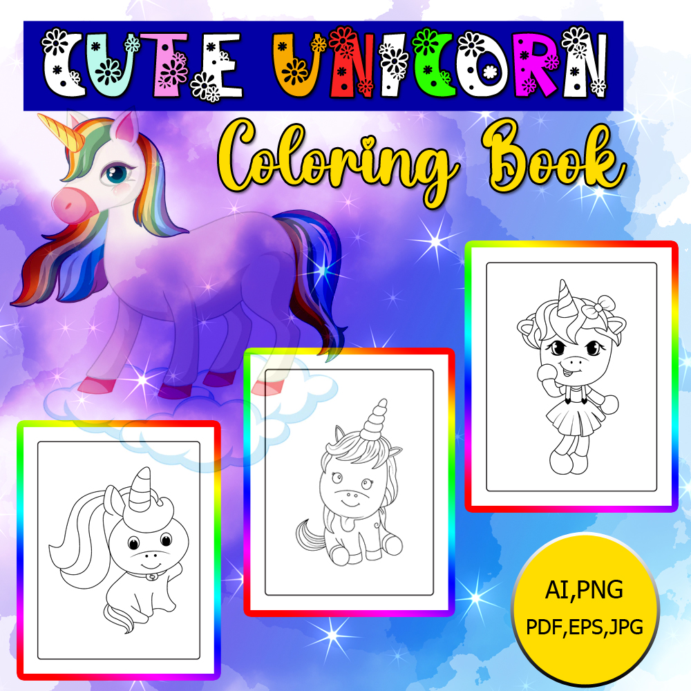 Cute unicorn coloring book for kids coloring pages with adorable unicorn made by teachers