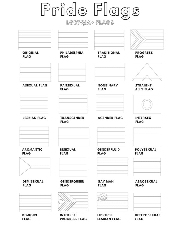 Lgbtqia pride flags coloring pages education printable lgbtq flag