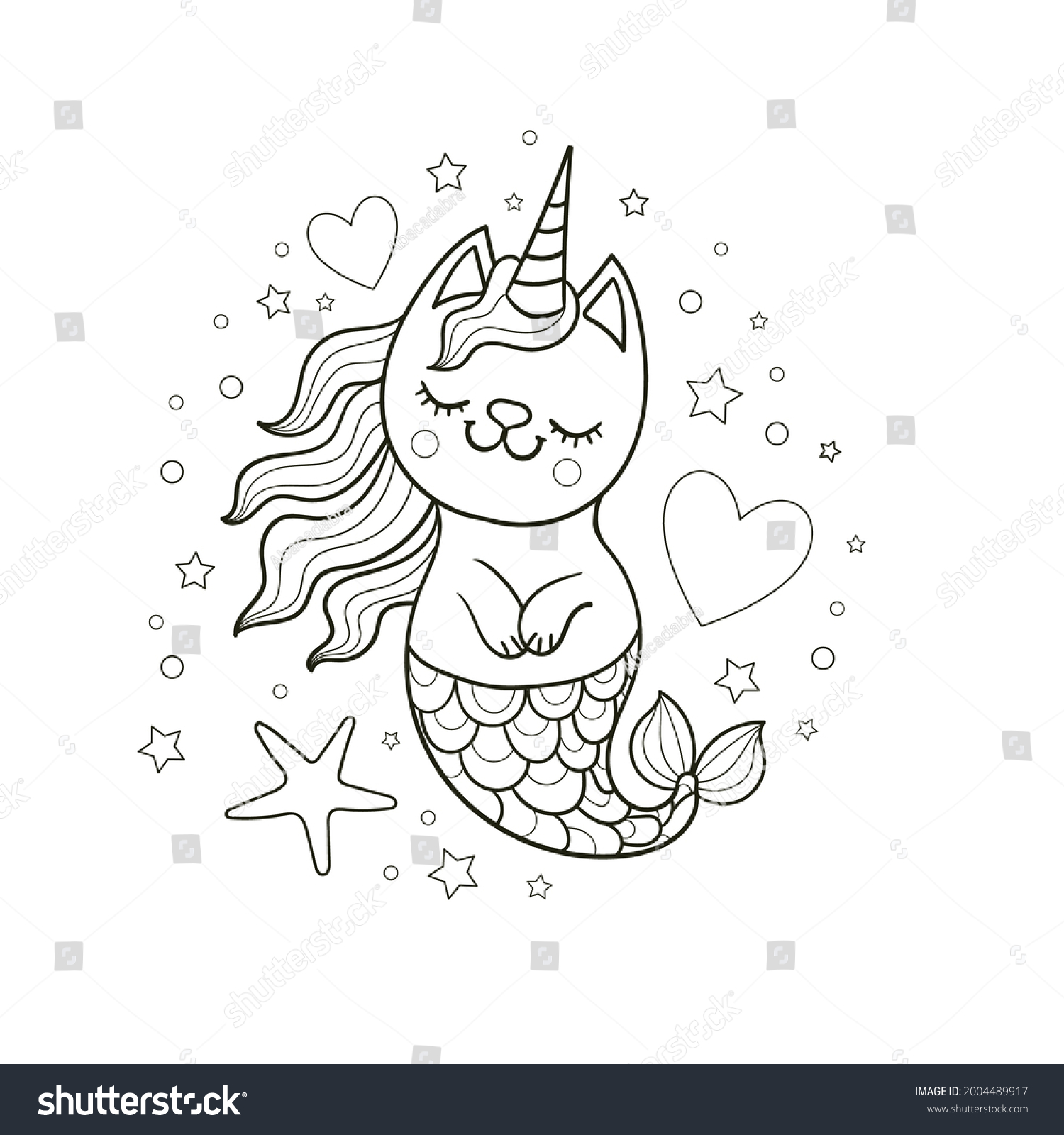 Drawing mermaid unicorn royalty