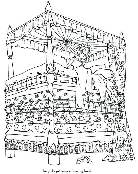 Color the princess and the pea worksheets