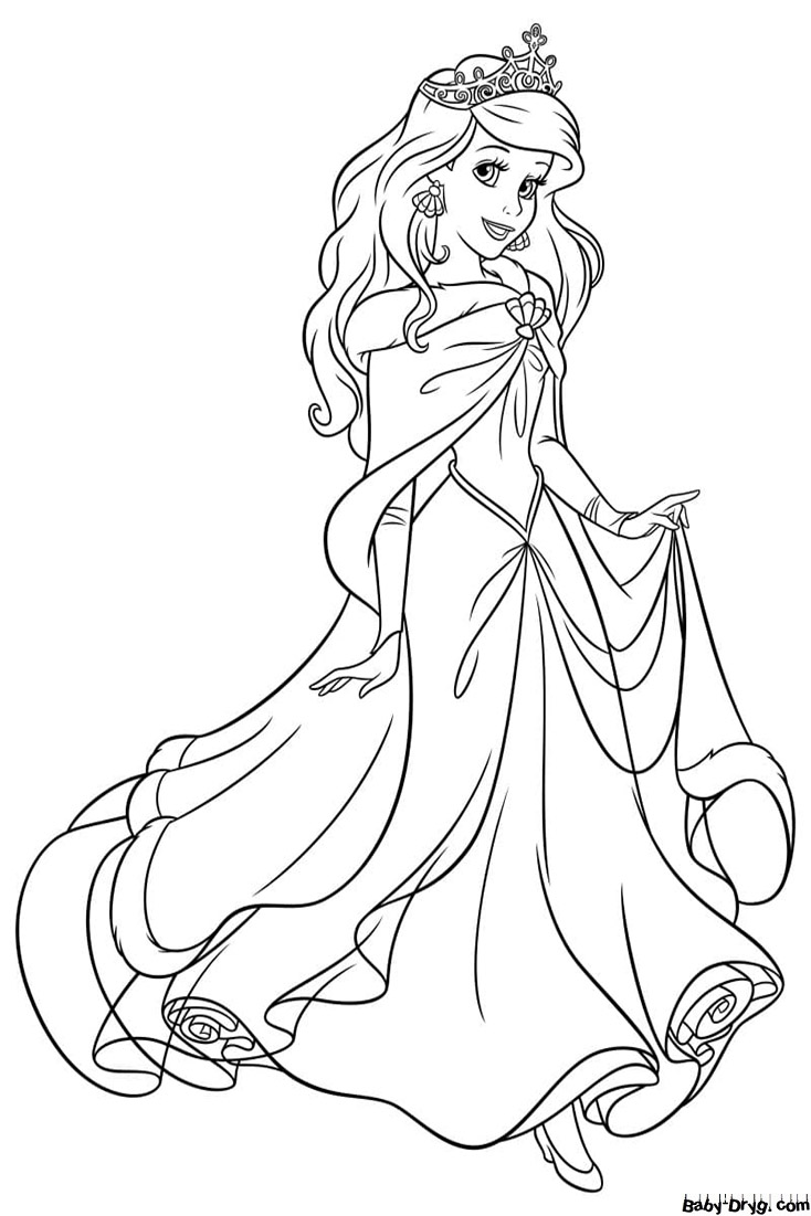 Coloring page princess ariel in a dress coloring princess