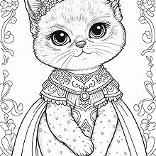 Princess cats for girls an adorable princess cat coloring book for girls ages