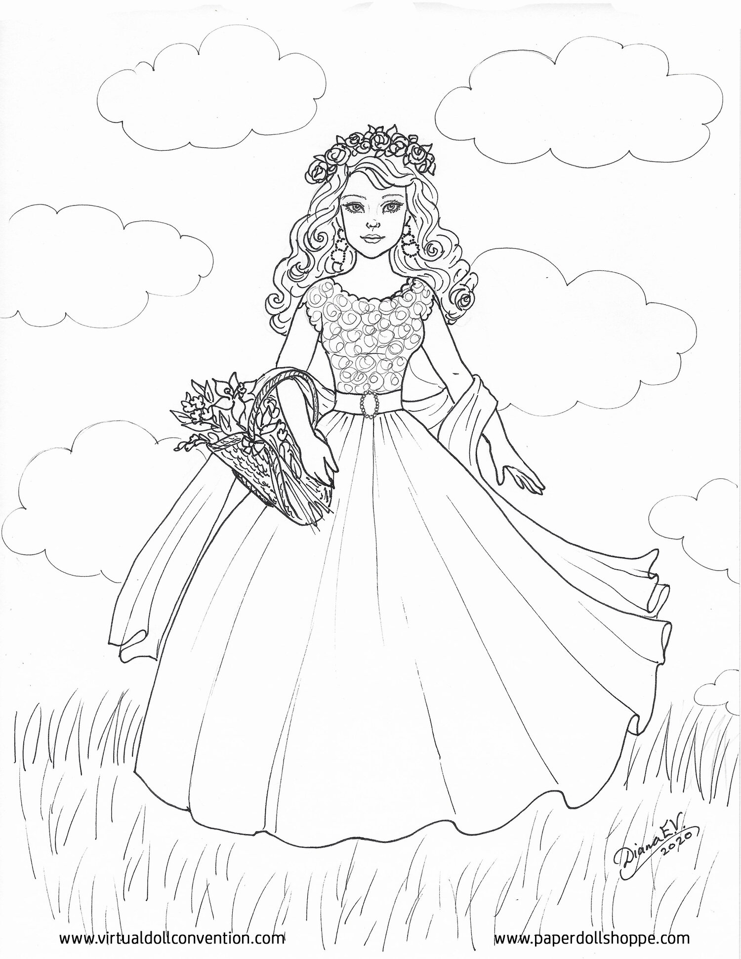 Springtime grace and springtime dolly coloring pages free digital download â virtual doll convention