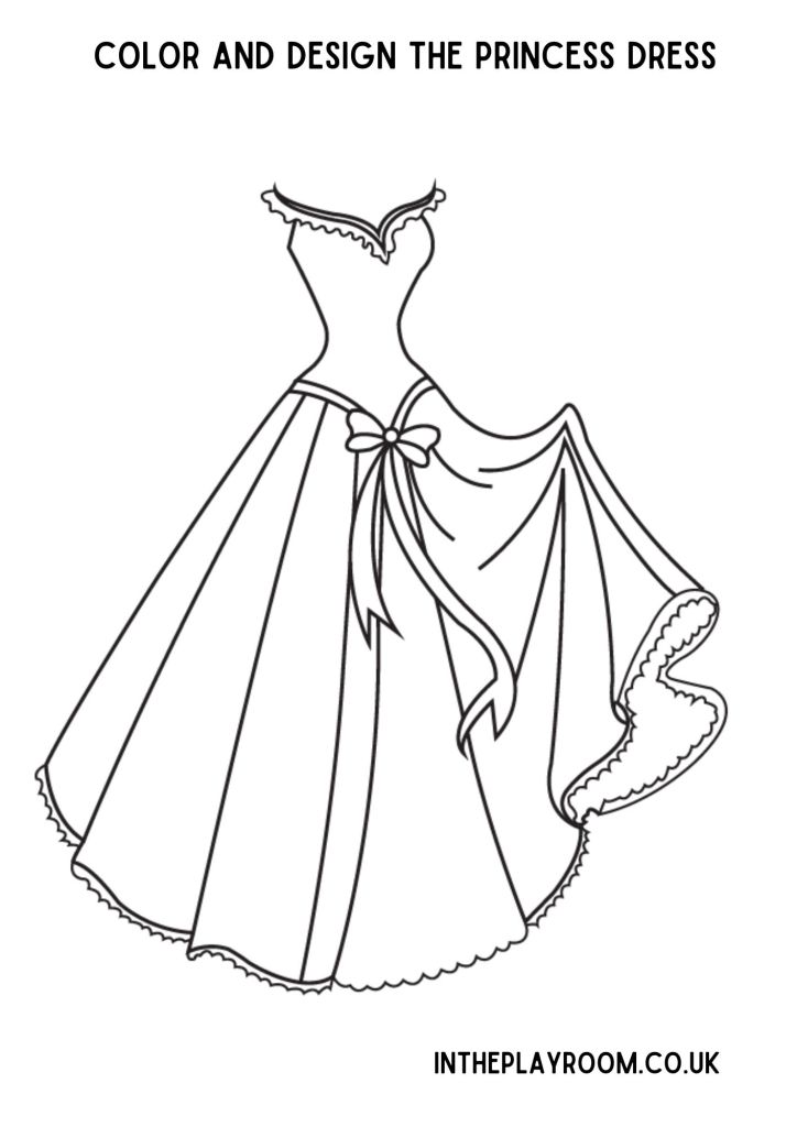 Free printable princess dress loring pages for kids