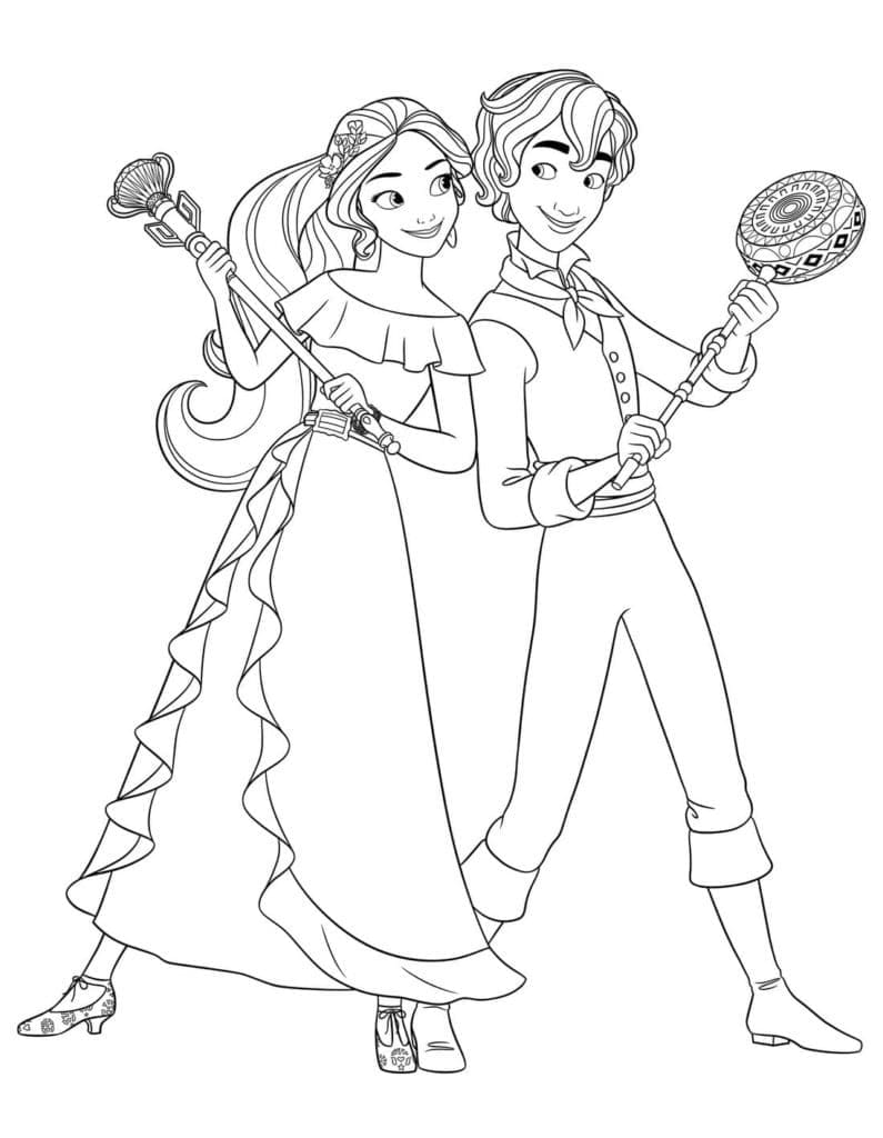 Princess elena and mateo coloring page