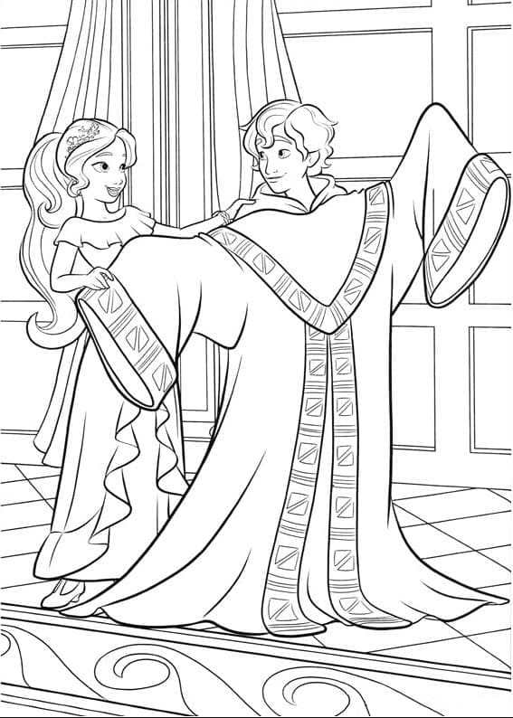 Princess elena with mateo coloring page