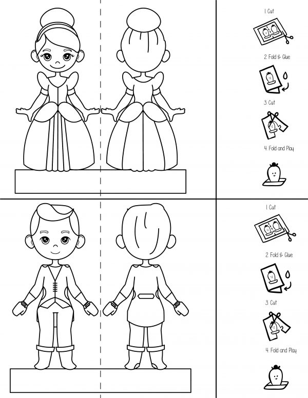 Disney princess paper doll printable cut and color