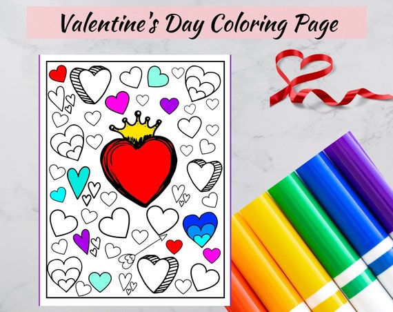 Valentines day heart coloring page princess coloring