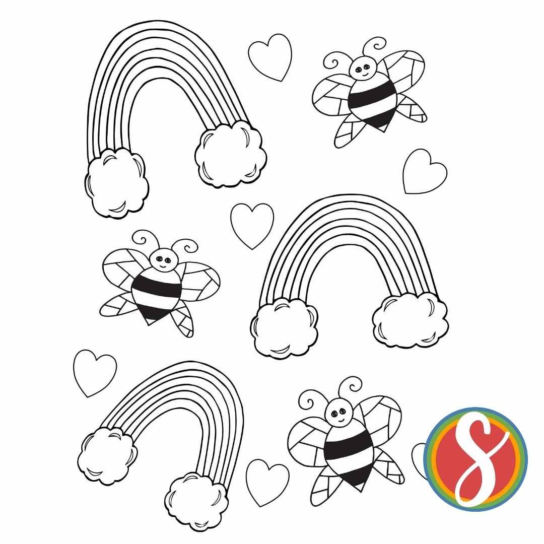 Free rainbow coloring pages â stevie doodles