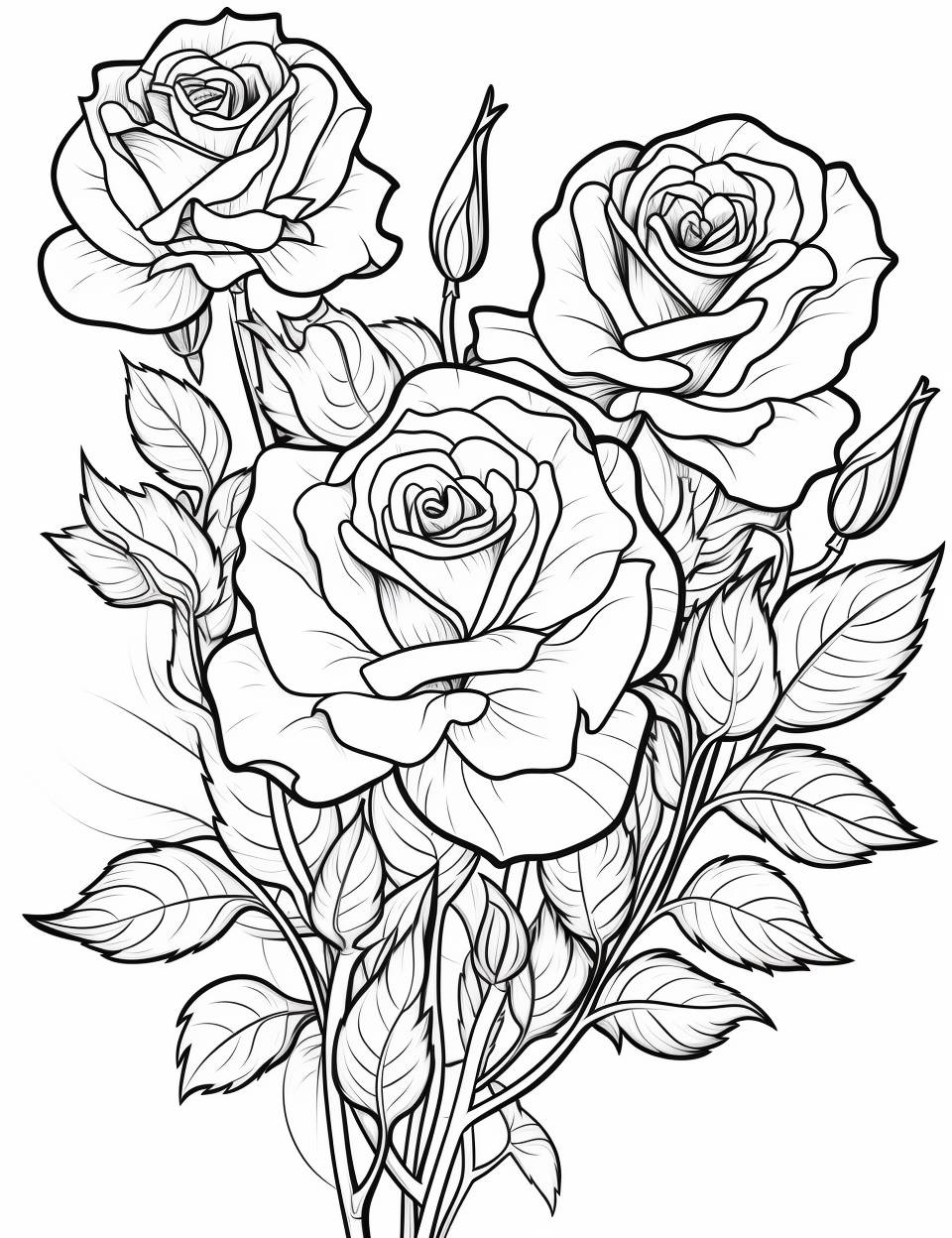 Rose flowers coloring book for children coloring pages