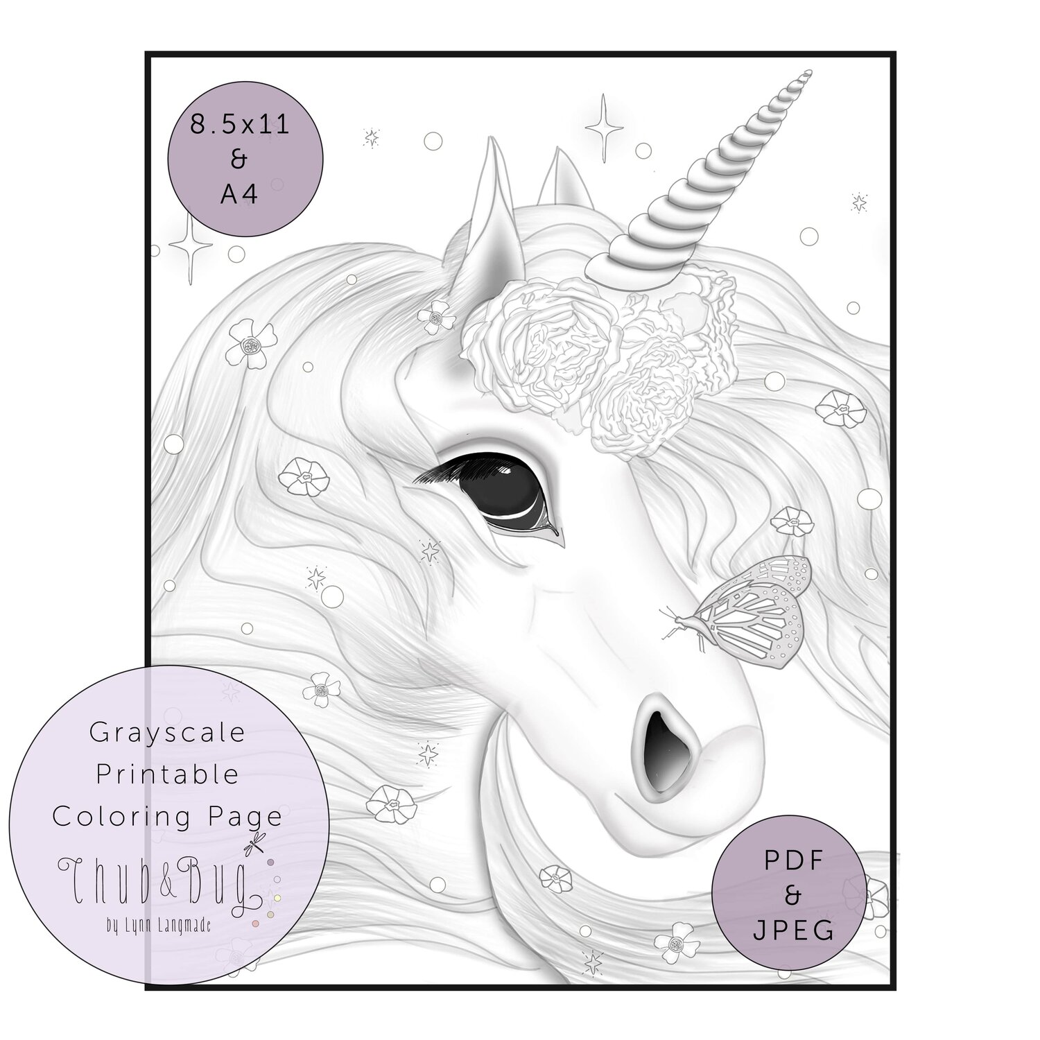 Printable unicorn coloring page