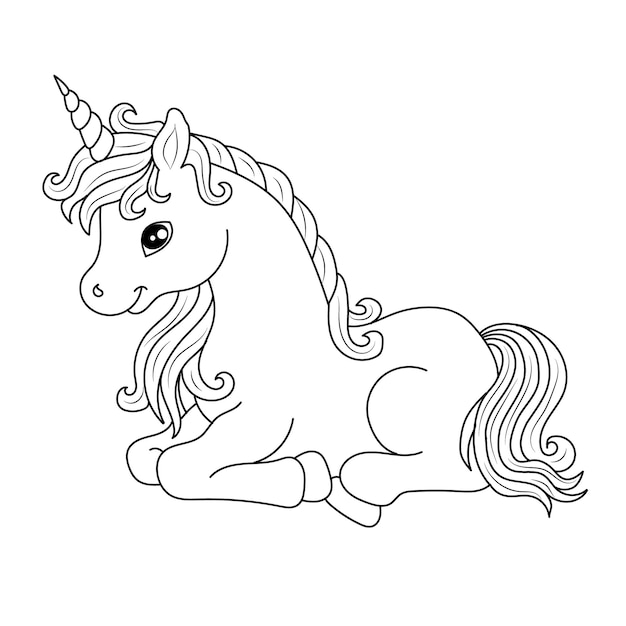 Premium vector unicorn kids coloring page vector blank printable design for children to fill in free vector