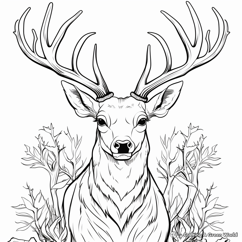 Deer head coloring pages