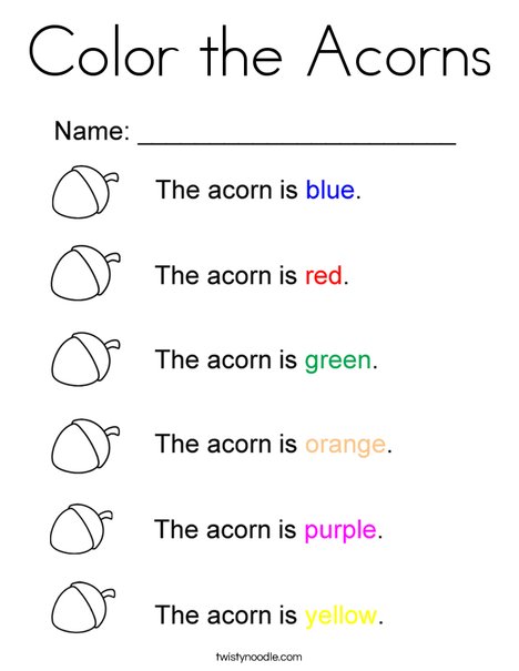 Color the acorns coloring page