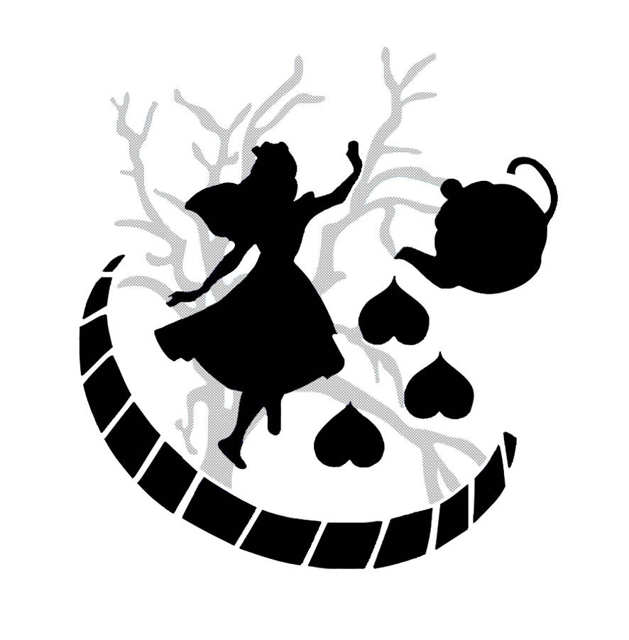 Pf alice in wonderland pumpkin stencil by leopardtoes on