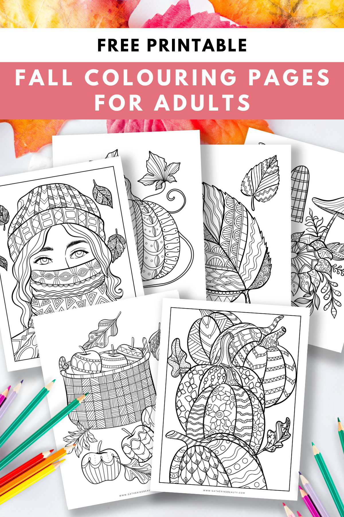 Free fall colouring pages for adults â gathering beauty