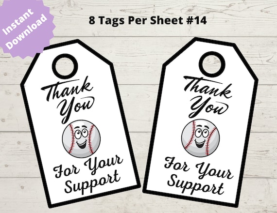 Baseball thank you gift tags for customers modern color tags print your own baseball gift tags printable customer thank you tags