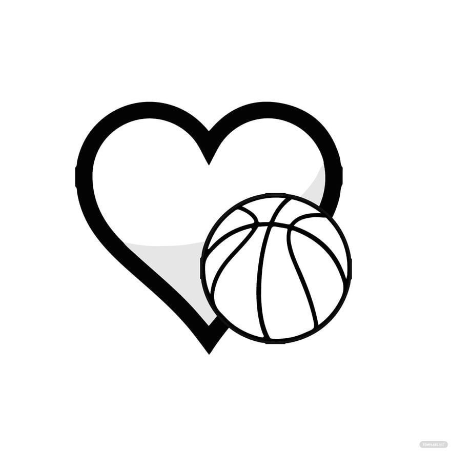 Free basketball heart coloring page