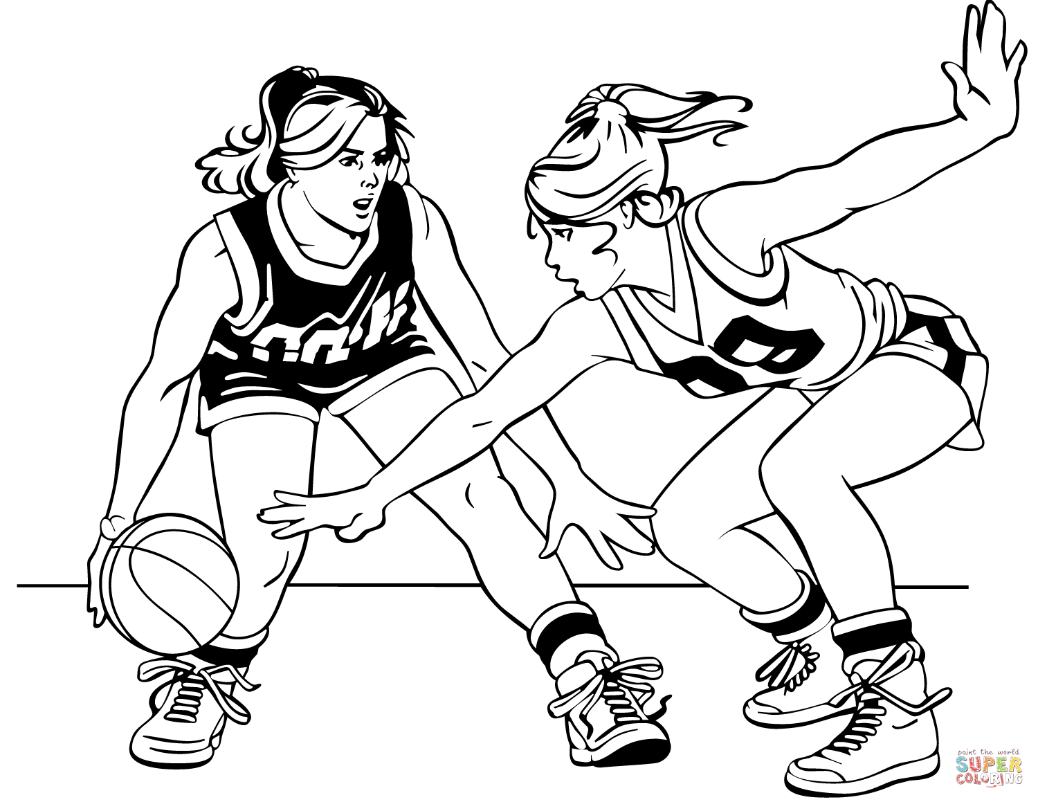 Basketball girls coloring page free printable coloring pages