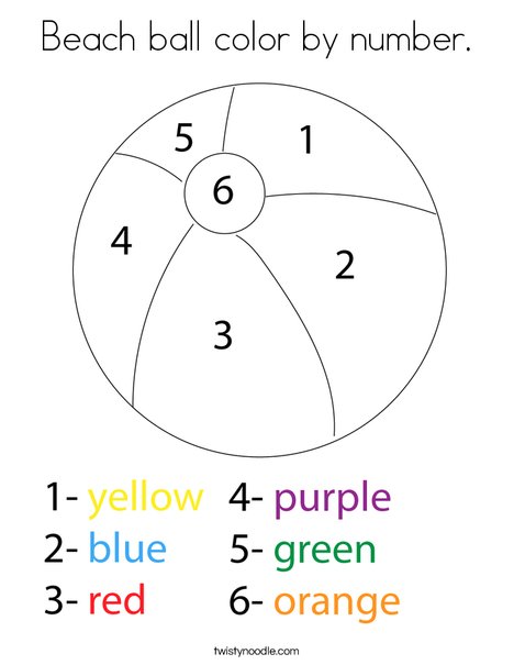 Beach ball color by number coloring page