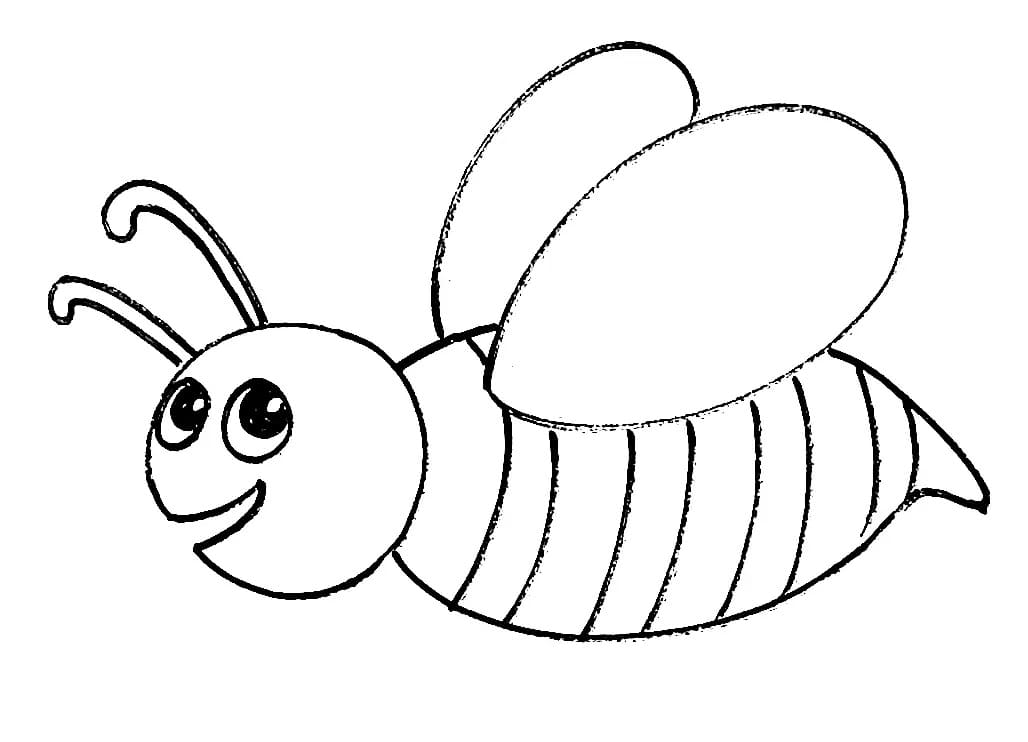 Smiling bee coloring page