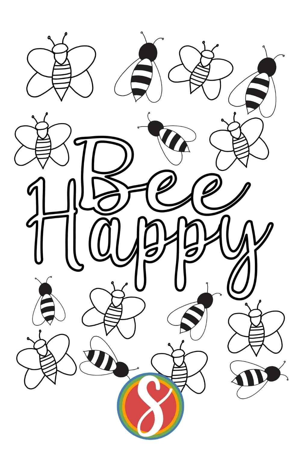 Free bee coloring pages â stevie doodles