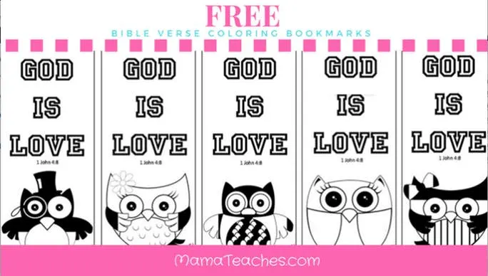 Free printable god is love coloring bookmarks for kids